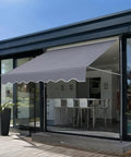 Manual Retractable Patio Awning 78 Inch Wide Sun Shade Curtain For Backyard Garden And Balcony Outdoor Canopy shown on patio