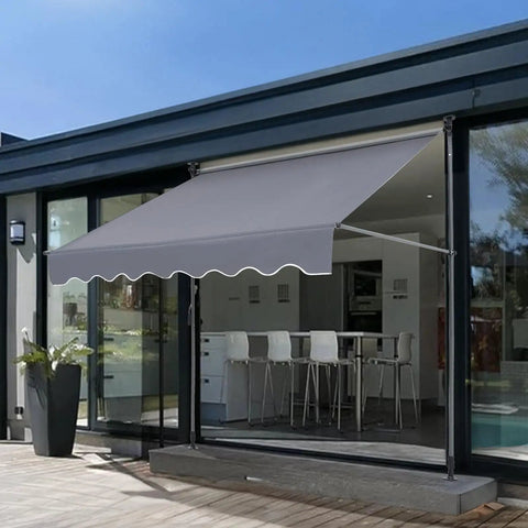 Manual Retractable Patio Awning 78 Inch Wide Sun Shade Curtain For Backyard Garden And Balcony Outdoor Canopy shown on patio