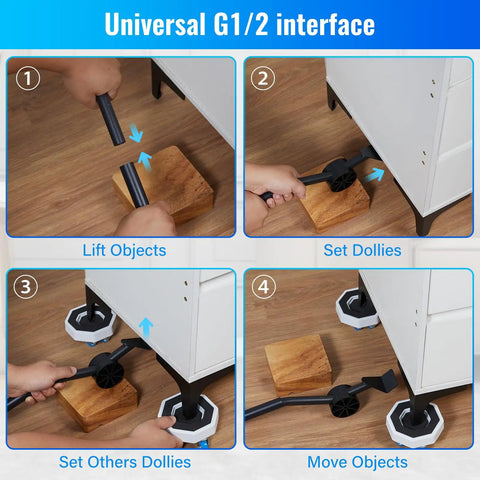 Heavy Duty Furniture Movers And Hex Sliders With Roller Wheels No Sweat Moving Tool Set for easy lifting and moving items.