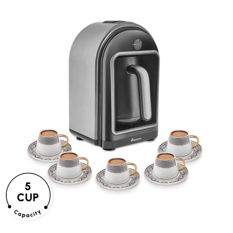 Boss-Grade Turkish Coffee Maker For Five Cups With Ember Mode And Automatic Temperature Control, Galaxy Grey Finish, front view