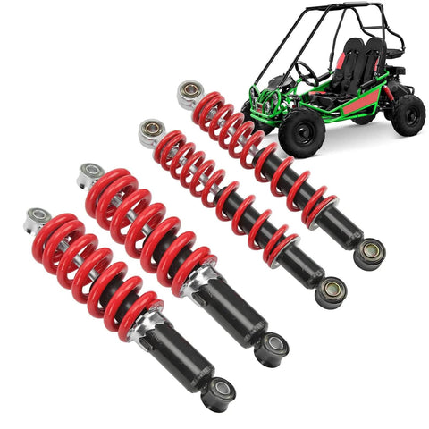 Four red 250mm adjustable shock absorbers for 50cc 125cc dirt pit bikes ATVs go karts front and rear suspension spring damper rugged universal fit