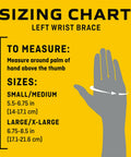 Sizing chart for Left Hand Compression Wrist Brace With Three Adjustable Straps For A Custom Fit And Moderate Support Lets Your Fingers Move Naturally Easy To Use Black Size L/XL