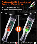 3-48V Automotive Test Light With Digital LED Voltage Tester Polarity Indicator 87 Inch Spring Cable And Stainless Steel Probe For Car RV Truck Fuse Battery Detection Easy Plug And Play Electrical Diagnostics; red/green polarity display