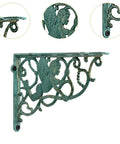 Sturdy Wall Mount Bracket For Kitchen Shelves And Mailbox Projects, with green triangle angel motif, iron 26.5 x 18 cm.