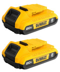 Compact 20V Max Lithium Ion Battery Twin Pack 2.0Ah with yellow design for extended runtime and tool convenience.