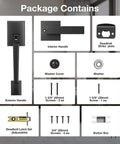 Package contents of Black Front Door Handle With Passage Lever No Lock Exterior Door Handle For Left Or Right Hand Doors
