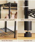 Detailed view of Extra Large Industrial Pipe Clothing Rack With Shelves And Hanging Rods, showing features like anti-tipping device and adjustable feet.