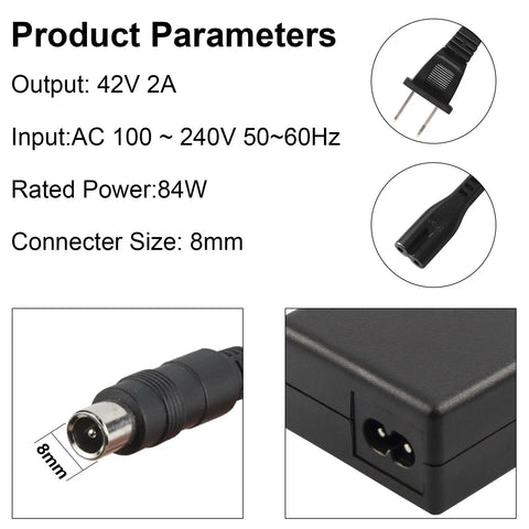 42V 2A Electric Scooter Charger For 36V 10S Li Ion Batteries 84W 100 To 240V AC Input 1 Pin Bridge Charger Ride Ready To Power Xiaomi M365 And Other Popular E Scooters
