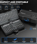 Top Shelf 67 In 1 Ratcheting Screwdriver Set With Badass High Torque Drive and Flexible Hand Grip showing a compact, portable case with various bits.