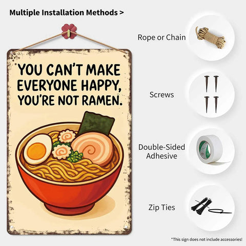 Dope Ramen Food Art Metal Sign 8x12 Tin Wall Decor with installation options for kitchen, office, or home use aluminum plaque