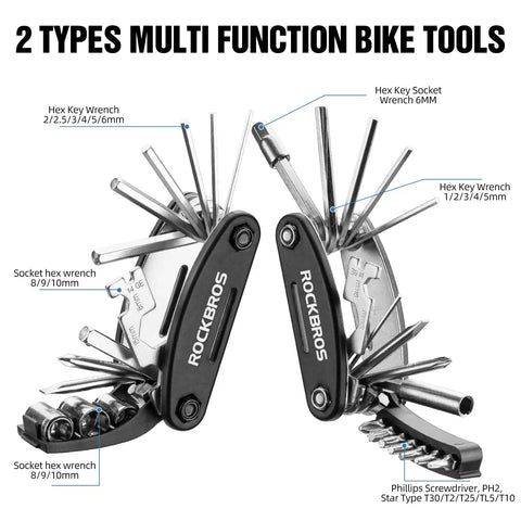 16 In 1 Foldable Bike Tool Kit For Cyclists, Portable Multitool With Allen Wrenches, Tire Levers, and Durable Steel Construction