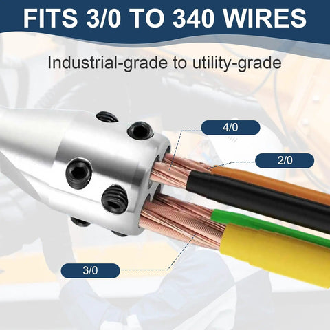Heavy Duty 4000 Lbs Wire Puller With Four Slots For Electricians fitting 3/0 to 4/0 copper wires for utility-grade applications.