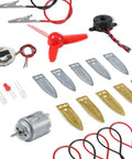 Components of Fruit Battery Science Kit With Instruction Guide For Hands On STEM Learning Potato Science Project For School And Home Kid Friendly DIY Experiments Kit With Copper And Zinc Sheets LEDs Wires Buzzer Motor And Propeller