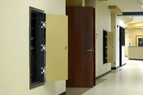 Invisible 420 Fire Rated Steel Hinge For 2 Inch Metal Doors 180 Minute Fire Resistance Black E Coat Exterior Finish Flush Fit Steel Pin Heavy Duty Durability US Made installed on a metal door