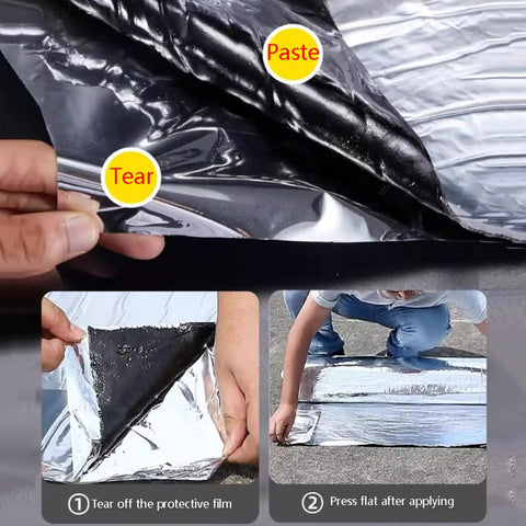Built Tough 2mm Thick Butyl Roof Repair Tape Self Adhesive Aluminum Foil Waterproof Underlayment Roll application steps.