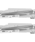 Pair Of Kickass 80 Degree Scissor Hinges For Cabinet Doors And Sofas With Spring Loaded Folding Support Heavy Duty Furniture Hardware, showing silver metal design.