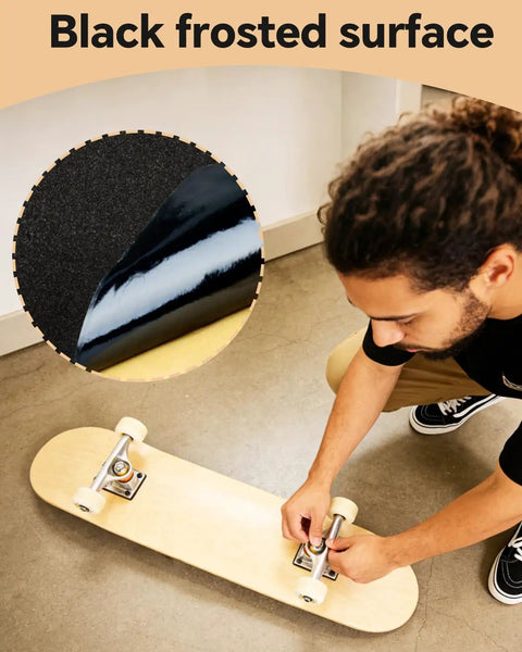 Person assembling Blank Skateboard Decks 31 By 8 Inch Four Pack 7 Layer Maple with sandpaper detail inset