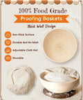 All In One Sourdough Starter Kit For Beginners With No Fuss Easy To Clean Tools Including Round 9 Inch Proofing Basket with cover