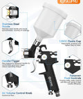 Pro Grade HVLP Paint Sprayer Gun Equipped With Ultra Fine Atomization Nozzles For Effortless House And Automotive Coatings That Delivers Sweet Results Every Single Time with stainless steel nozzle and 125CC plastic cup