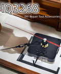 Easy Fit Quartz Clock Movement DIY Repair Kit For Wall Clocks on table, black mechanism with hands