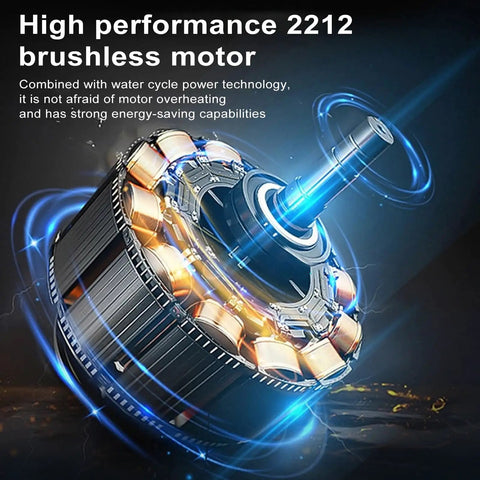 Close-up of high-performance 2212 brushless motor, showcasing energy-saving features for Beast Speed 30kmh Brushless Turbojet RC Boat.