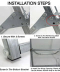 Installation steps showing the Premium Foldable Bubble Wrap Holder And Transport Station Dispenser made from galvanized steel.