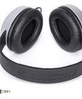 Premium Closed Back Studio Headphones Featuring 40Mm Rare Earth Drivers Deliver Next Level Isolation And Dope Crystal Clear Audio Mix Naturally For Tracking Or Just Chilling In Style Comes With 1/8 To 1/4 Connector In Black, showing the black cushion over-ear pads