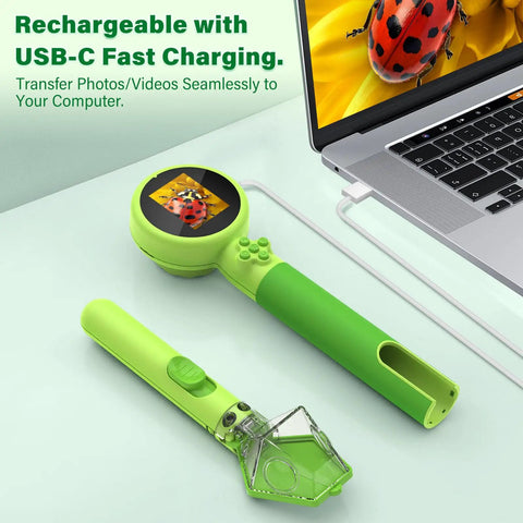 2 In 1 Digital Microscope Kit With Bug Catcher For Kids Portable Handheld 1080P HD Microscope for USB-C charging and computer transfer