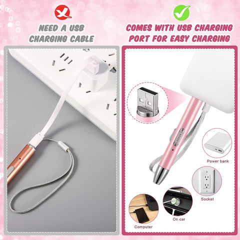 Diamond Painting Pen Kit With Light, Dual LED Drill Pens For Precision Crafting showing USB charging features