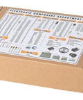 Box of All In One Mega Electronic Component Kit With 1900 Pieces Including Capacitors Resistors LEDs Transistors and PCBs.