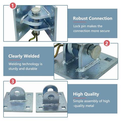 Heavy Duty Dock Hinge Kit With Backer Plate And Floating Dock Connector Brackets Two Pack Including Male And Female T Style Corner Hinge Locking Pins For Secure Marine Dock Hardware
