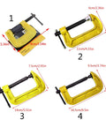 Heavy Duty C Shaped Clamp for Woodworking and Metalworking in four sizes with measurements shown