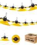 Beastly Bright 100Ft LED Construction String Lights 130W 16000 Lumens Industrial Grade IP65 Waterproof Temporary Lighting