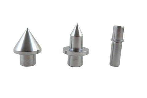 Close-up of 3 accessories from 8 Piece Live Revolving Center MT2 Taper For Woodturning And Wood Lathes With Double Bearing set