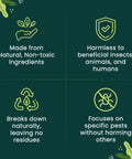 Infographic showing benefits of Natural Pest Control Nematodes for Lawn and Garden, highlighting safety and eco-friendliness.