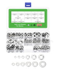 304 Stainless Steel Split Lock Washer And Flat Washer Kit 370 Pieces Assorted Sizes 6 8 10 One Quarter Inch Five Sixteenths Inch Three Eighths Inch Built Tough For DIYers And Pros Home Repair And Projects.