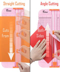 12 Inch Titanium Paper Cutter With Side Ruler For Scrapbooking And Crafting No Fuss Paper Trimmer Guillotine showing straight and angle cuts