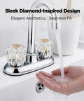 Shower Knob Replacement For D-Shaped Stem Two-Handle Faucets, clear acrylic hot and cold knobs with water flowing