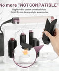 Clear Acrylic 6 Slot Storage Stand For Dyson Airwrap Accessories with attachments on vanity, showing custom slot design.