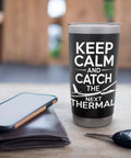 Glider Pilot Insulated Stainless Steel Tumbler for Sailplane Club Members on table with phone and keys