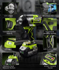 Beefy Cordless Impact Wrench 2000Nm Brushless High Torque One Half Inch Drive, 18V Power Tool on tire with 5000mAh battery