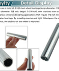Beefy Steel Wheel Bushing 332, 1/2 In ID By 5/8 In OD, 3 1/4 In Length, Set Of 8 Replacement Parts For Wheel Assemblies, Replaces 215-194 And B1SB332, Heavy Duty CNC Grade Steel, steel bushing shown in hand