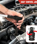 Get That Heavy Duty 12-Piece Metric Impact Socket Set With Long Reach Sockets From 27 To 38mm For Serious Tough Jobs Plus Universal Joint And Adapter Included 360° swivel joint for engine repair
