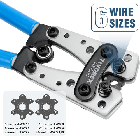 Battery Cable Lug Crimping Tool Kit For AWG 10 To 1/0 With 64 Ring Terminals And 110 Heat Shrink Tubing Heavy Duty Electrical Crimper Set