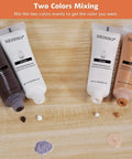 Heavy Duty Wood Repair Kit And Touch Up Paint For Furniture Scratches And Stains hardwood floor cabinet; White, Black Walnut, and Oak paint tubes for mixing.