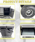 Badass Heavy Duty 500kg Rolling Toolbox With 7 Drawers Off Road Tires Racing Pit Wagon Cart showcasing storage cabinets and off-road tires.