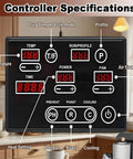 Controller specifications of Smokeless Electric Coffee Bean Roaster For Home And Office with digital display settings.