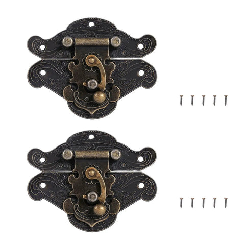 2 Piece Vintage Buckle Latch Zinc Alloy Jewelry Box Latch Hasp With Antique Bronze Finish For Wooden Chest And Suitcase Repair