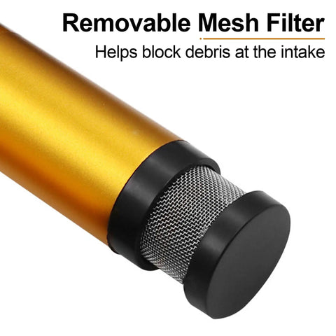 No Fuss 12V Submersible Transfer Pump For Water Diesel Oil With Built In Filter showing removable mesh filter for debris blocking.