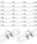 Hella Tough 100 Pack Stainless Steel U Shaped Pipe Clamps Double Hole Conduit Brackets in brushed finish for secure mounting.